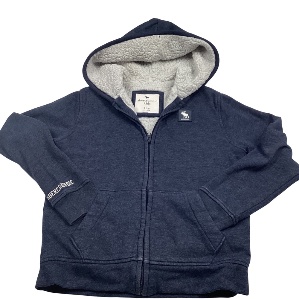 Abercrombie Kids Navy Sherpa Lined Zip Up Hoodie Size‎ 9/10